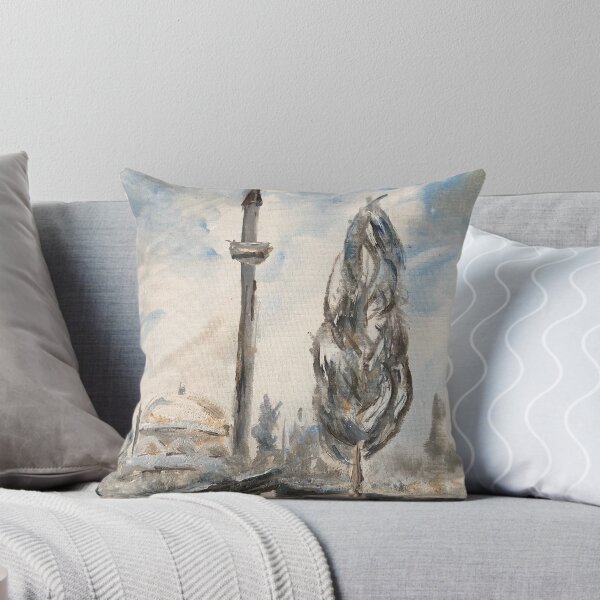 Snowy Mosque Throw Pillow