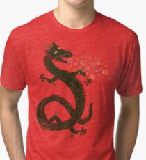 Camiseta de tejido mixto Dragón, respiración de flor