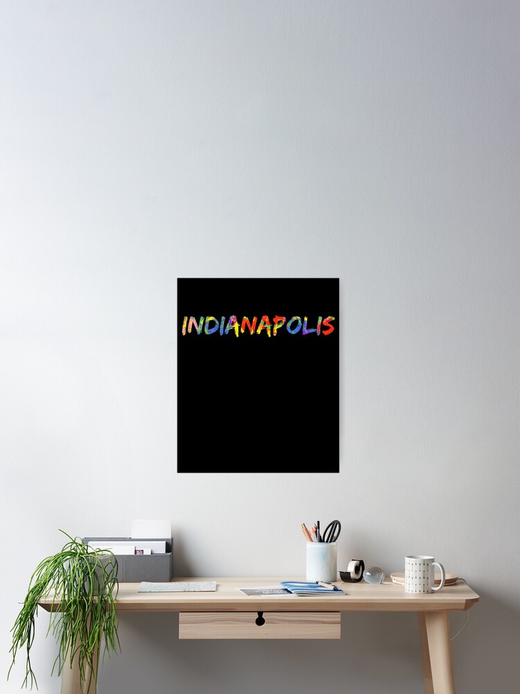 Imagen 2 de 3, Póster con la obra Indianapolis Gift Bright Colors Indiana Colorful Rainbow Paint Spash Design, diseñada y vendida por TNDesignStudio.