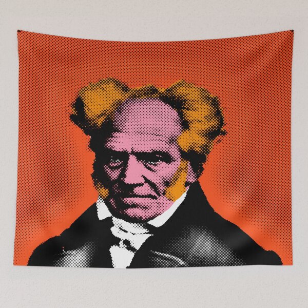 Item preview, Pop Art Portrait of Arthur Schopenhauer in Orange Background designed and sold by OnlyPopArt.