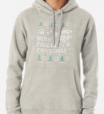 Fröhliches Puggin Weihnachtshässliches Strickjacke-Mops-Hemd Hoodie