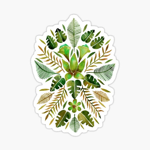 Tropical Symmetry – Olive Green Sticker