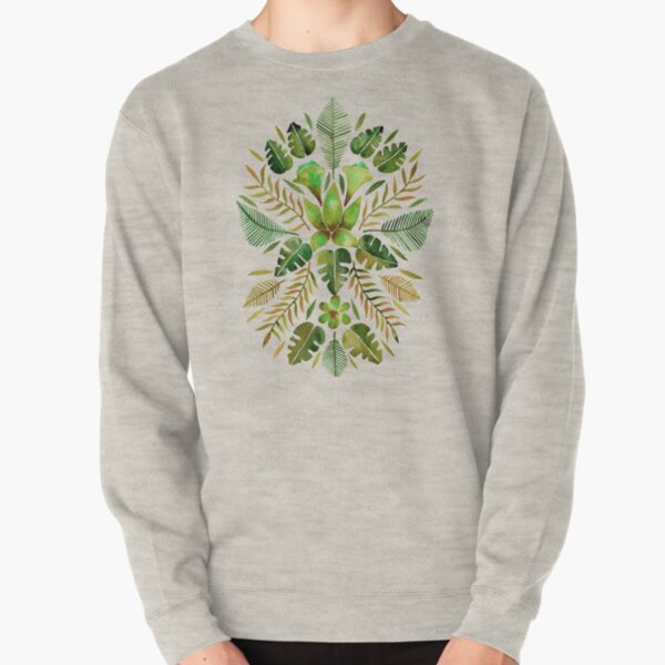 Tropical Symmetry – Olive Green Pullover Sweatshirt