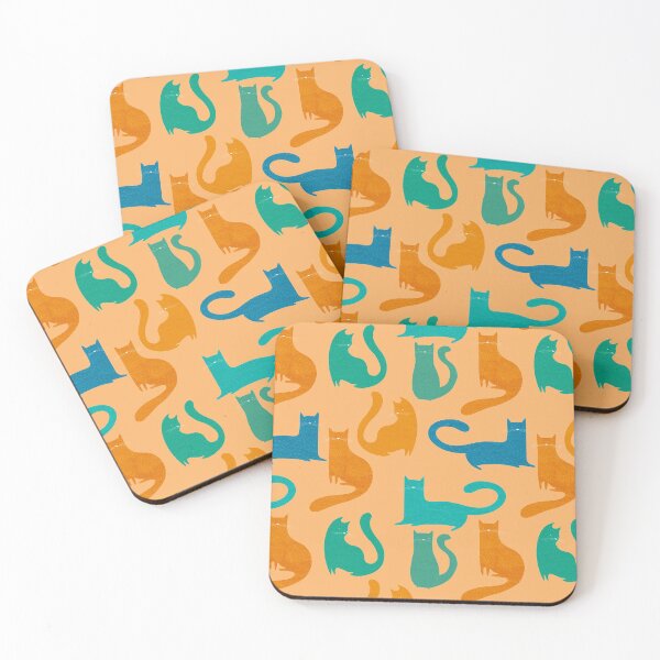 Item preview, Cute colorful cats pattern on beige background designed and sold by KiwiBrush.