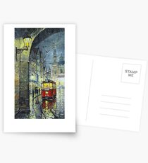 Praha Red Tram Mostecka str Postcards