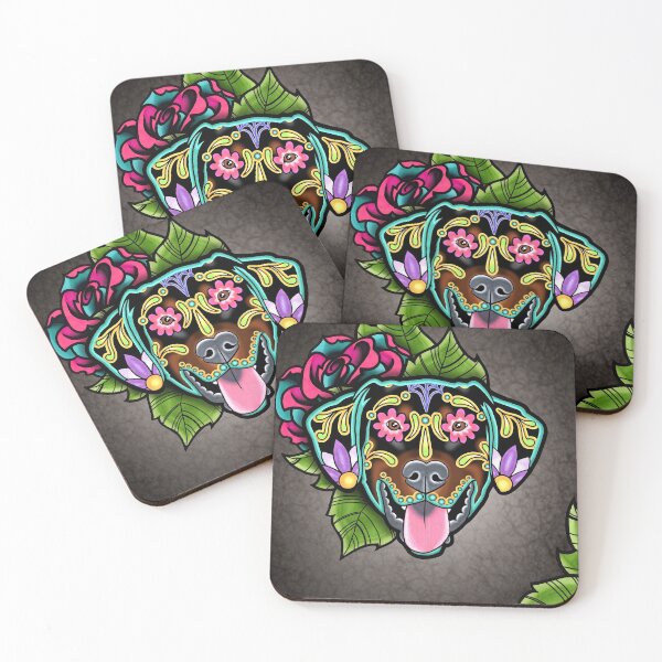 Item preview, Doberman - Floppy Ear Edition - Day of the Dead Sugar Skull Dog designed and sold by Pretty In Ink.