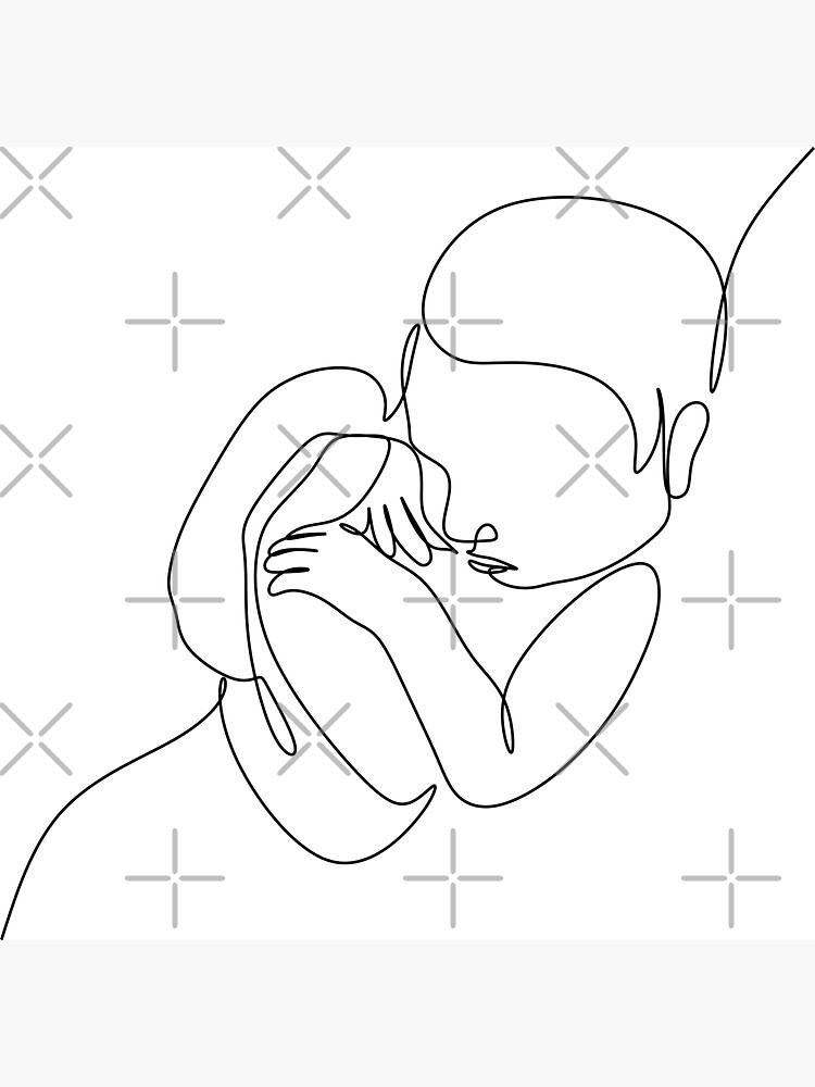 Recién nacido una línea de Dibujo lineal Bebe durmiendo Imán