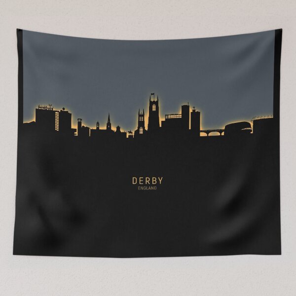 Aperçu de l'œuvre Derby England Skyline créée et vendue par ArtPrints.