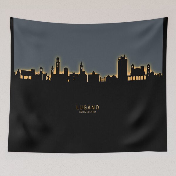 Item preview, Lugano Switzerland Skyline designed and sold by ArtPrints.