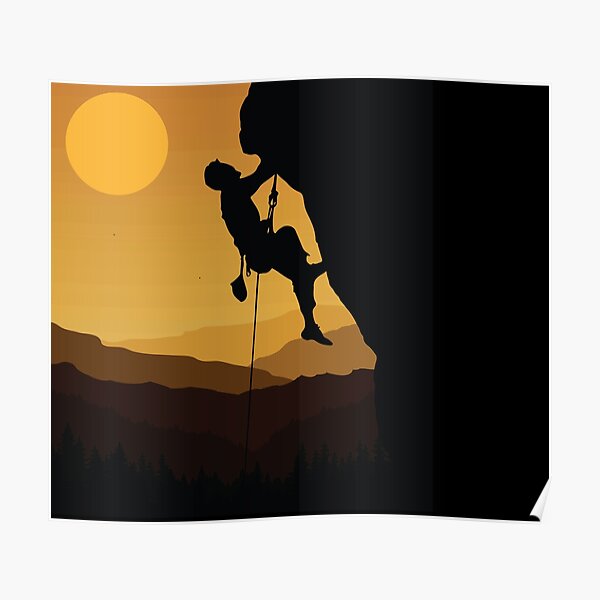 Escalade rétro Bouldering 80s Mountain Rock Climber Poster