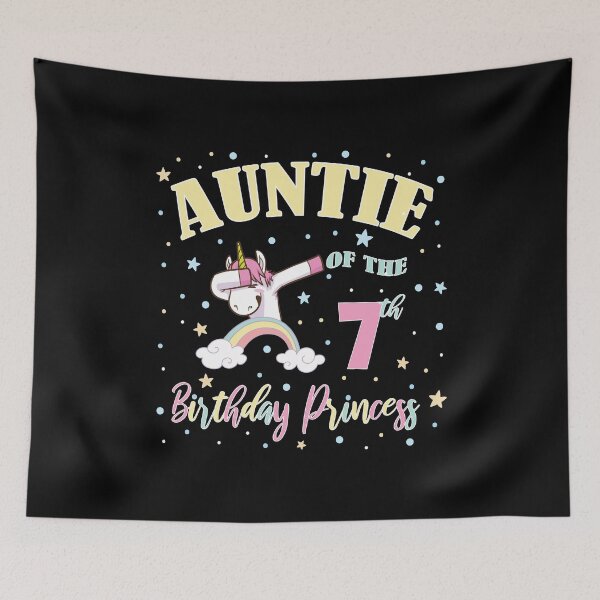 Item preview, Auntie Of The 7th Birthday Princess Girl Unicorn Aunt print designed and sold by Grabitees.