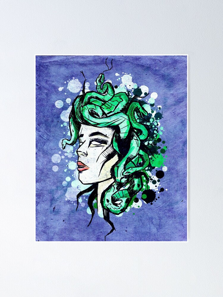 Medusa Greek Mythology Gorgon Illustration Poster For Sale By Rawwr Redbubble 