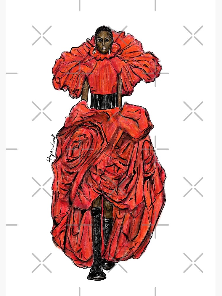McQueen red rose dress