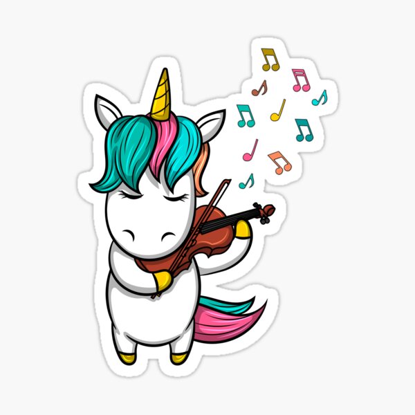 Cute unicorn playing the violin i music gift concert notes Sticker