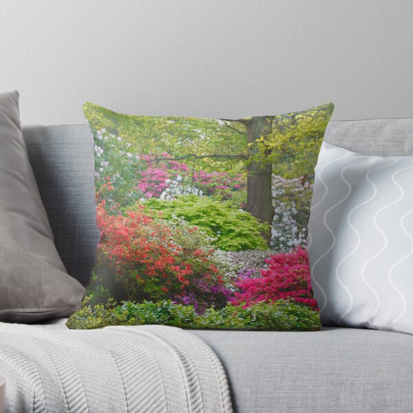 Azaleas and Rhododendrons in the Isabella Plantation. Throw Pillow