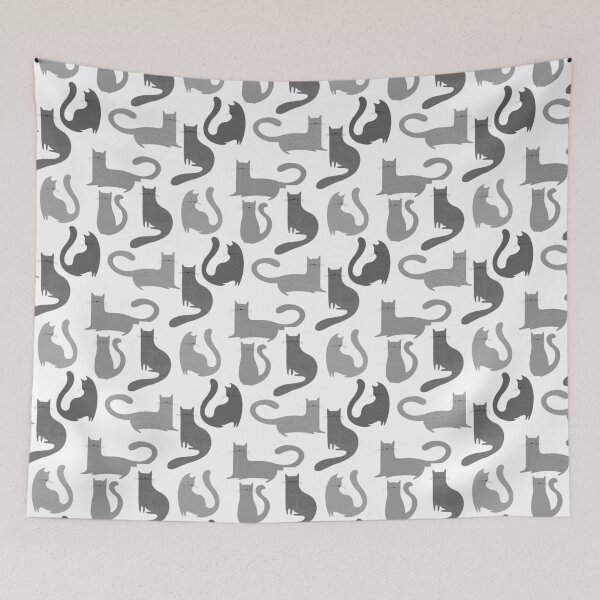 Item preview, Cute gray cats pattern on white background designed and sold by KiwiBrush.