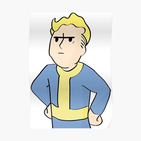 Fallout 4 Ps4 Posters Redbubble - vault boy jumpsuit he gots no pipboy roblox