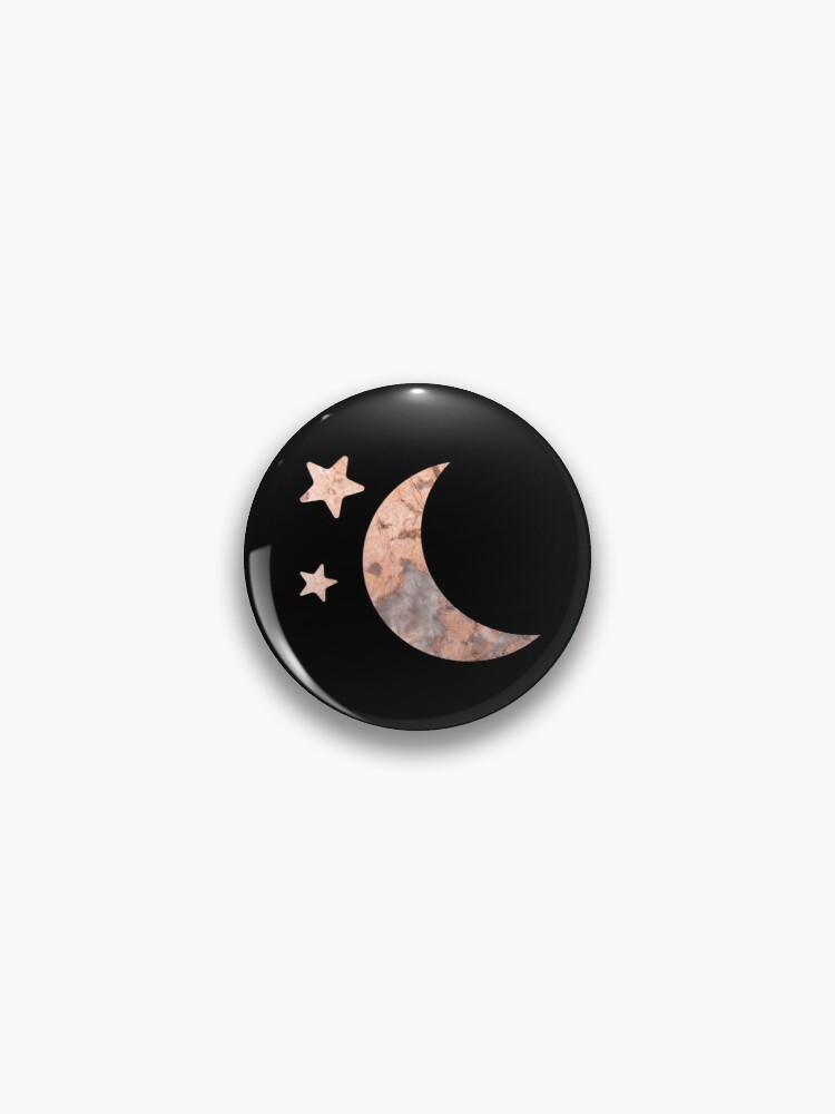 Rosa Orange Mond Und Sterne Marmor Tumblr Schwarz Button Von Justnoemi Redbubble