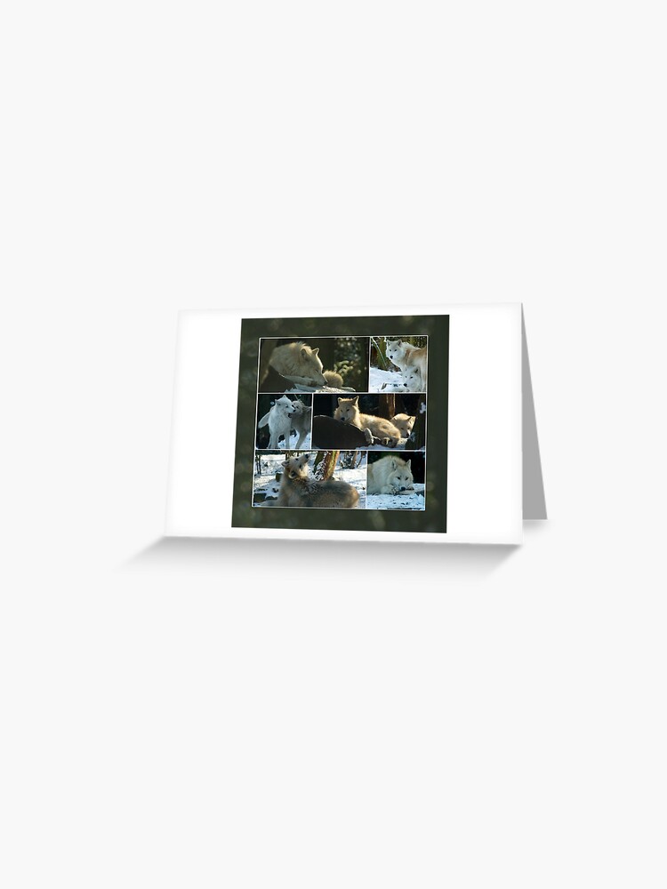Thumbnail 1 of 2, Greeting Card, A day with the wolves - collage designed and sold by steppeland.