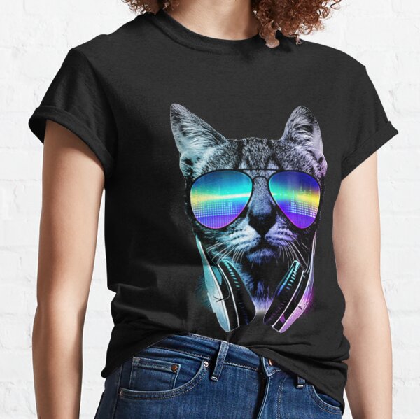 cat with sunglasses t shirt