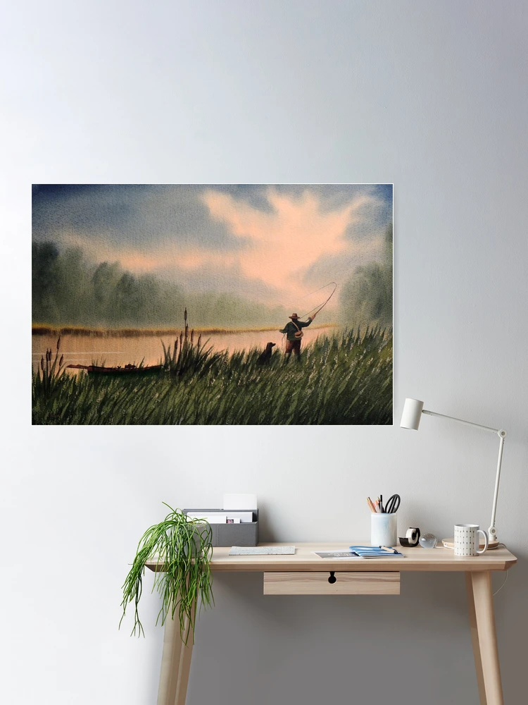 The Fly Fisherman With His Loyal Friend | Poster