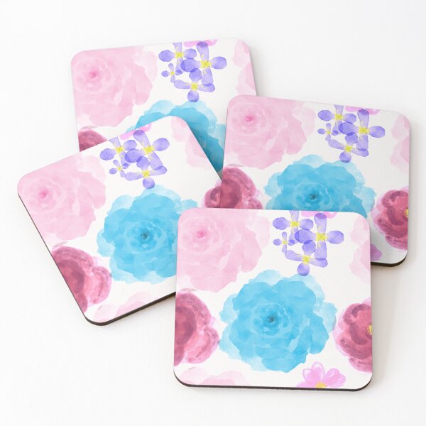 Item preview, Pretty Watercolor Pastel Pink Blue Purple  Burgundy Floral Print designed and sold by Artification.