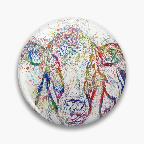 Item preview, Pop Art Watercolor Cow Pin Button designed and sold by RiplMedia.