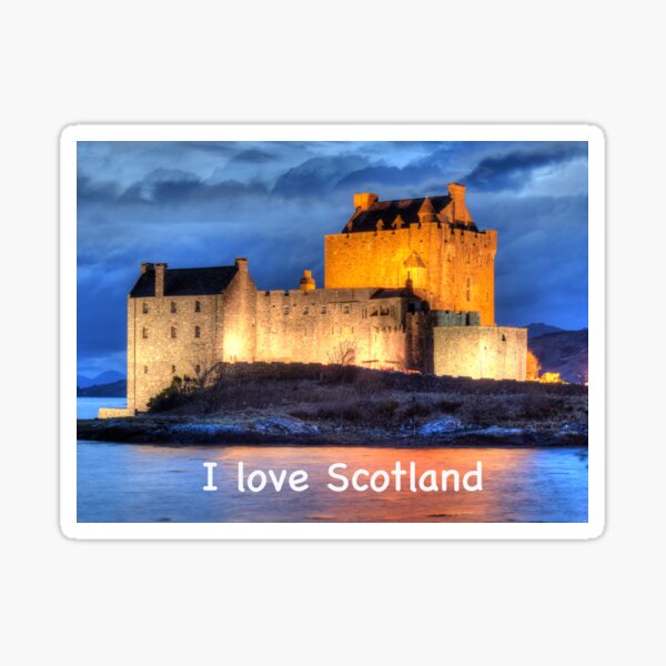 I love Scotland and Eilean Donan Castle , the Highlands , Scotland in winter Sticker