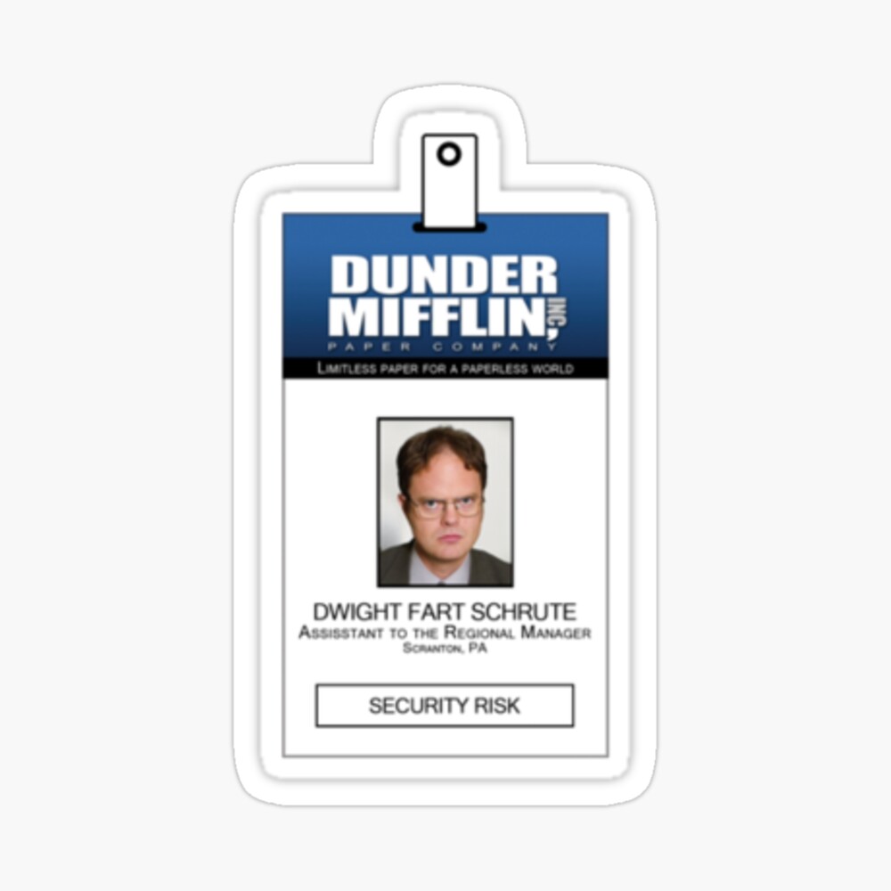 dwight-fart-schrute-id-sticker-for-sale-by-tatoooooooom-redbubble