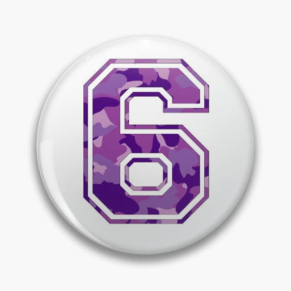Item preview, Team Sports Uniform Number #6 - Purple Camouflage designed and sold by RiplMedia.