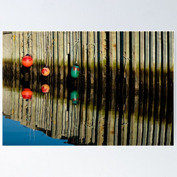 Item preview, Dock and colorful buoys reflected in a water designed and sold by VadimK.