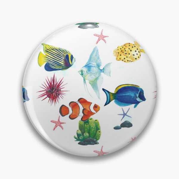 Item preview, watercolor colorful fishes and starfish pattern designed and sold by raghda-s-m.