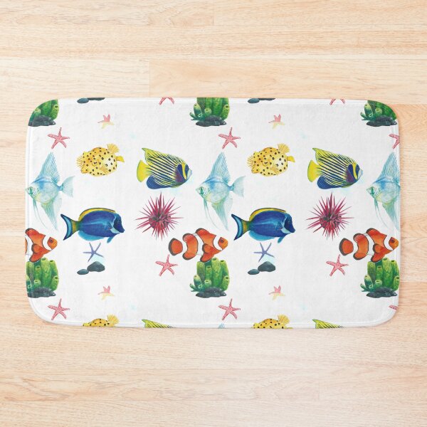 Item preview, watercolor colorful fishes and starfish pattern designed and sold by raghda-s-m.