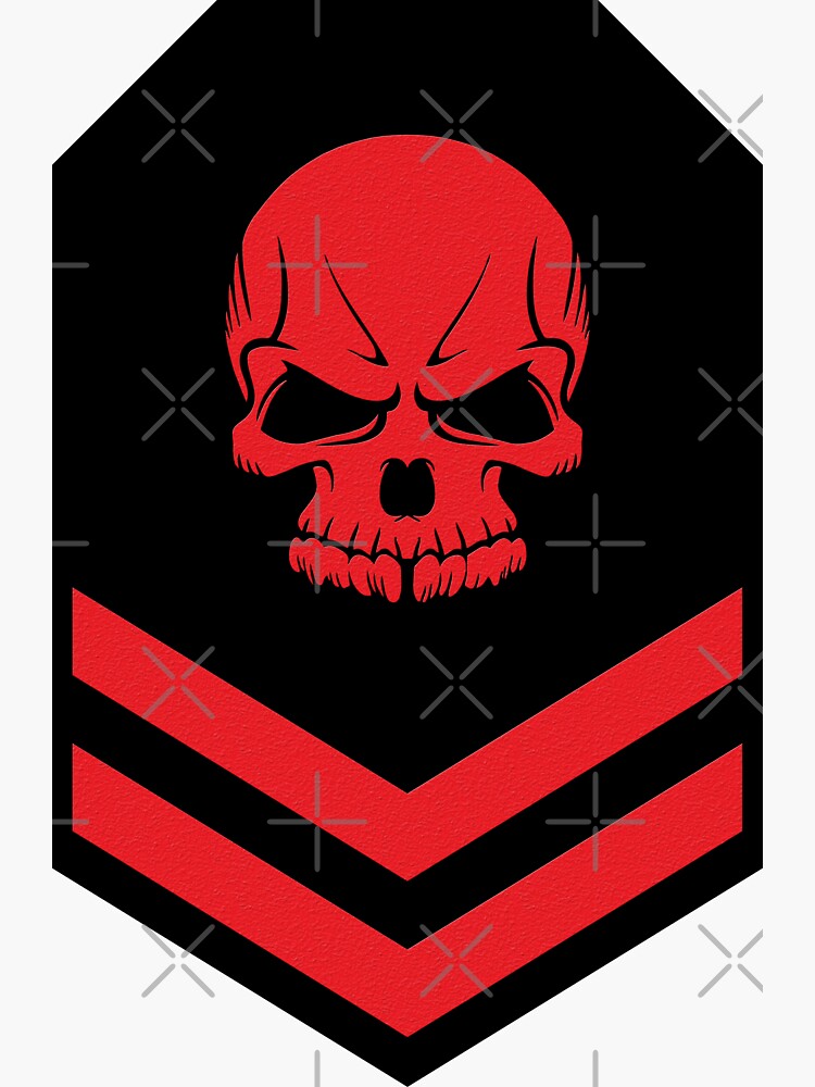 Red Skull and Chevron Rank Badge - Black Sticker for Sale by Fast