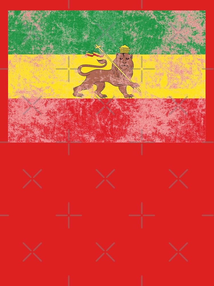 Old Flag of Ethiopia Lion of Judah Rastafarian Reggae Vintage Distressed Print by thespottydogg