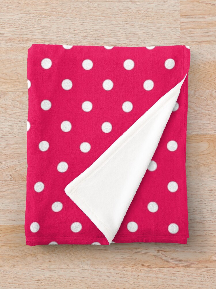 "Polka Dot White and Hot Pink Pattern" Throw Blanket for Sale by