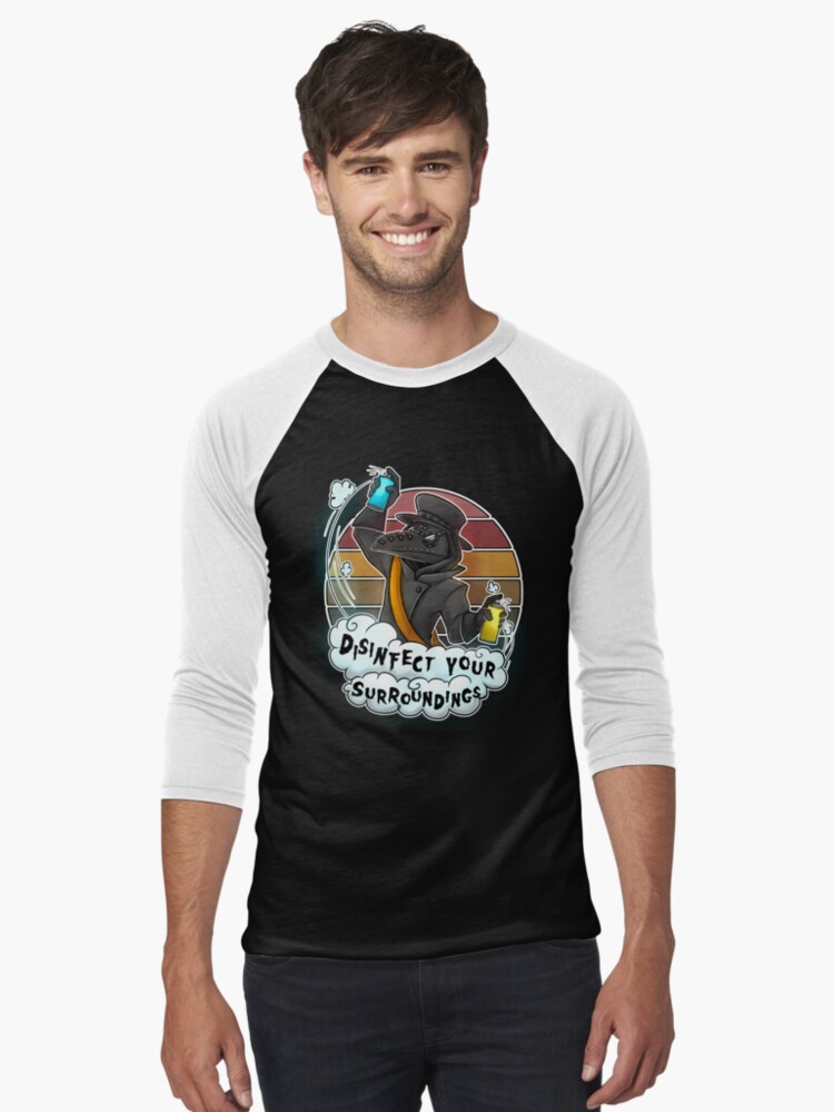 Thumbnail 1 von 3, Baseballshirt mit 3/4-Arm, Desinfizieren Sie Ihre Umgebung designt und verkauft von Sciggles.