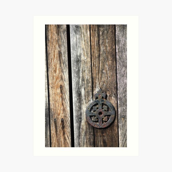 Rustic wood and iron horse brass Art Print