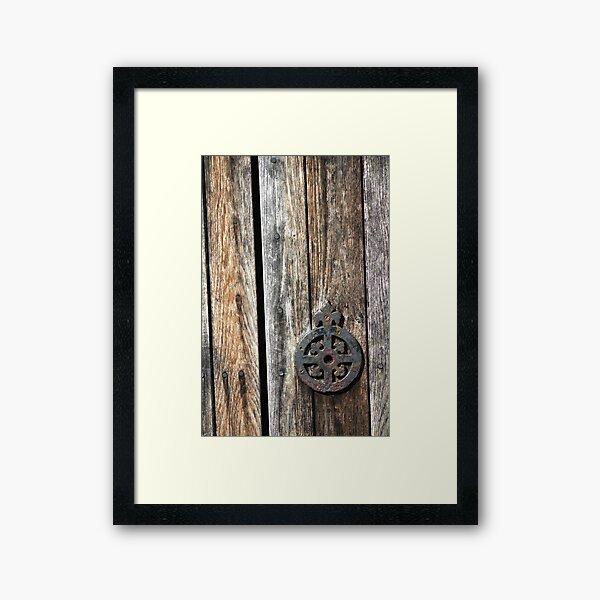 Rustic wood and iron horse brass Framed Art Print