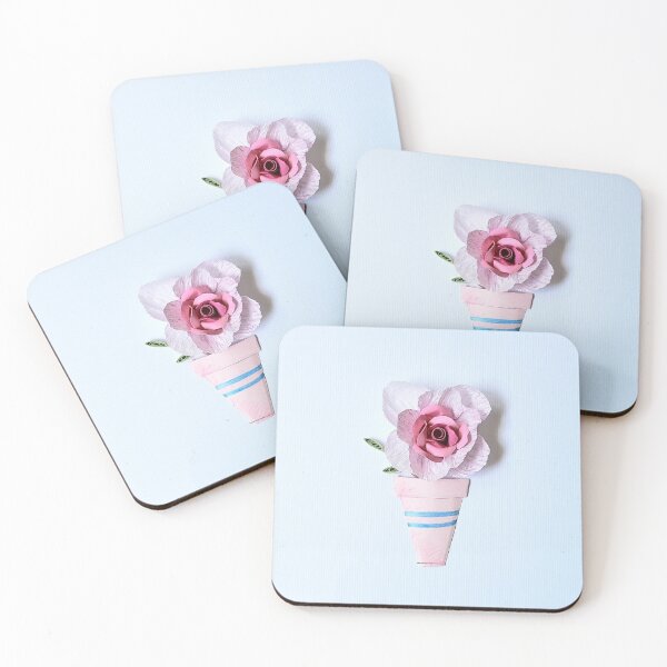 Item preview, Printed Paper Quilling Art. Paper Rose Pot. Botanical art designed and sold by Sweetpaperdesignsol Hyunah Yi.
