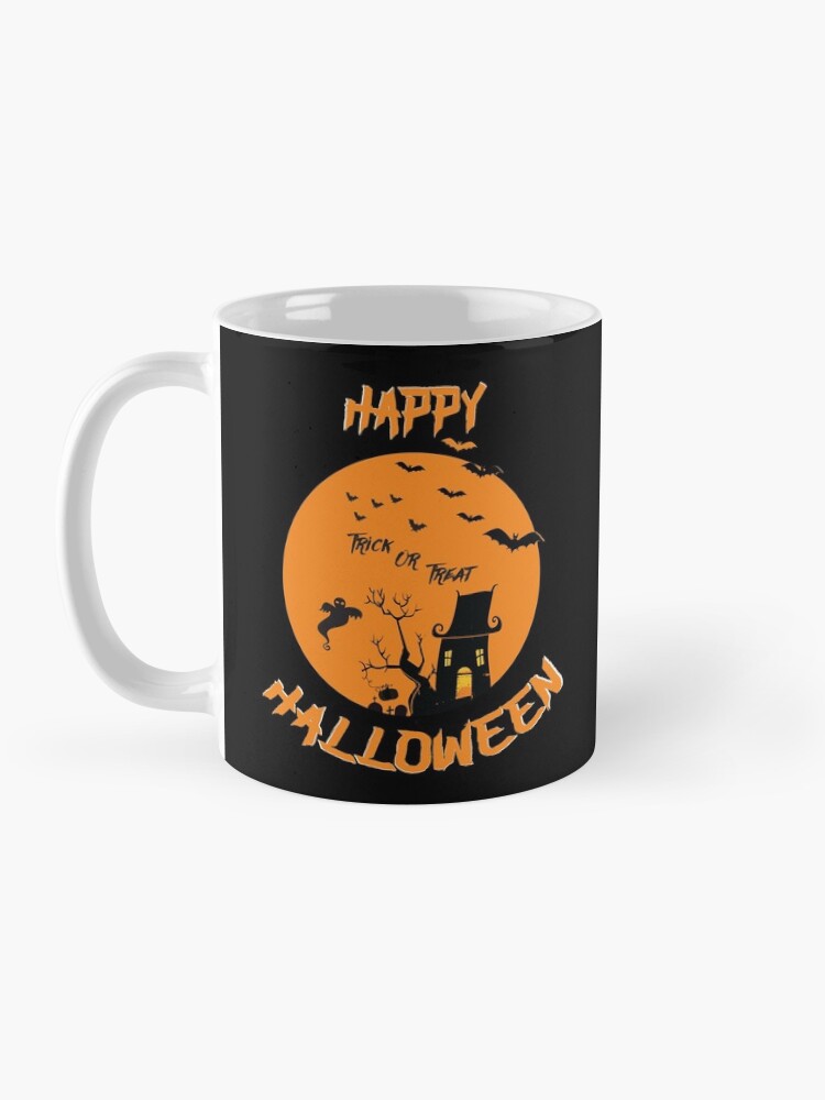 Alternate view of Haunted House Ghost Bat Trick Treat Gravestone RIP. Mug