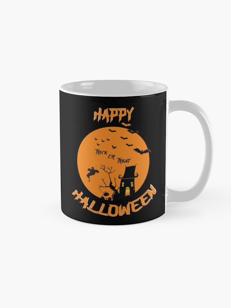 Alternate view of Haunted House Ghost Bat Trick Treat Gravestone RIP. Mug