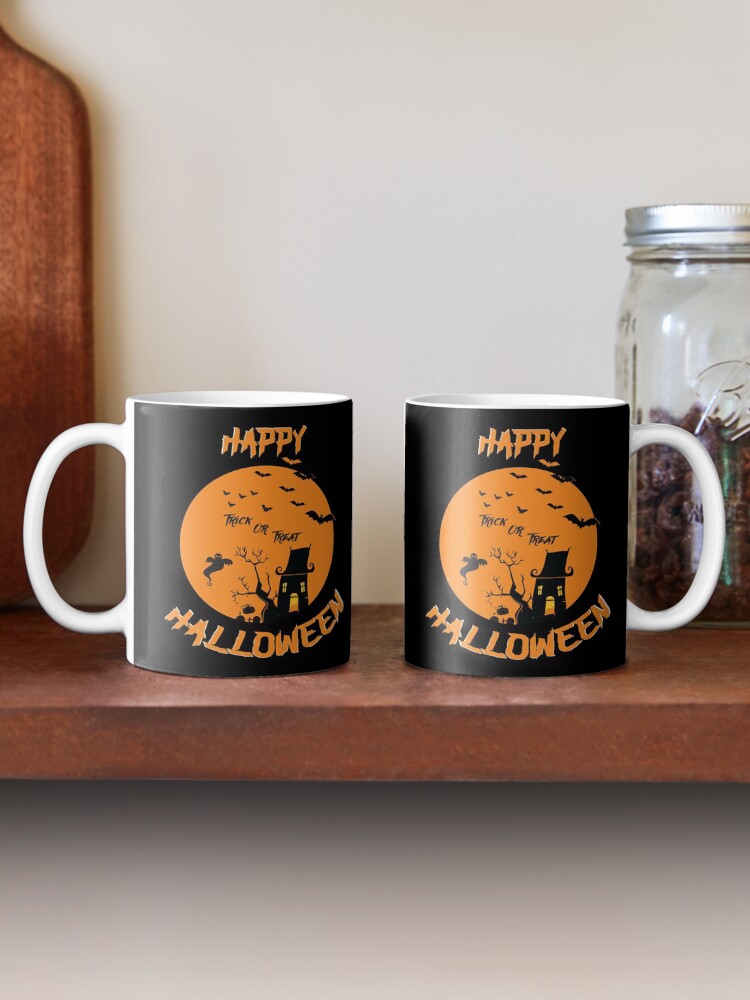 Alternate view of Haunted House Ghost Bat Trick Treat Gravestone RIP. Mug