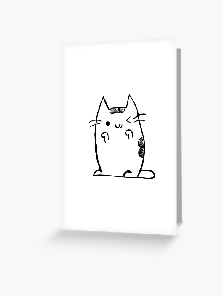 Carte De Vœux Chat Mignon Dessin Anime Un Clin De œil Par Ariesilla Redbubble