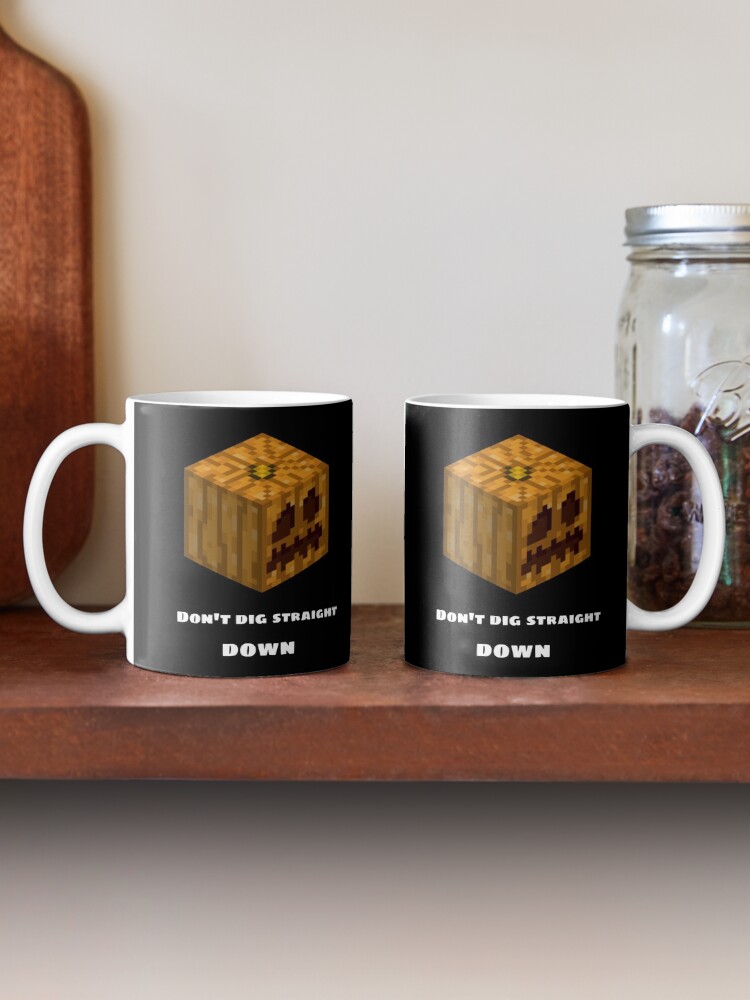 Alternate view of Don't Dig Straight Down Jackolantern Pixel Gourd. Mug