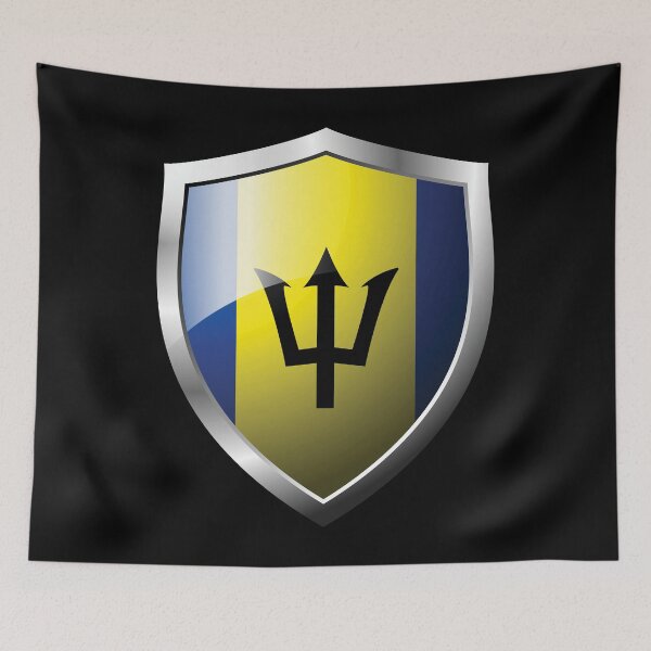 Item preview, Strong Barbados Flag Shield Country designed and sold by HelloFromAja.