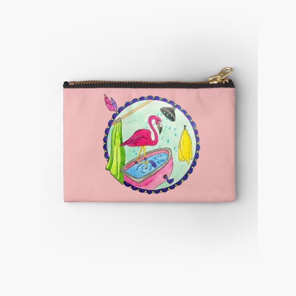 Item preview, Pink flamingo takes a shower. Cartoon illustration. designed and sold by lara-kaluga.