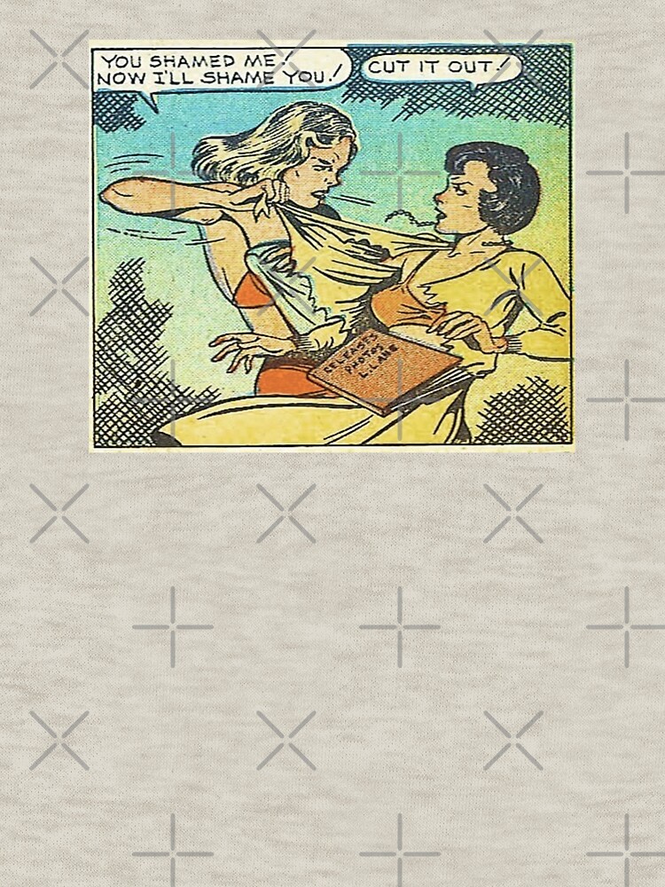 Vintage Comic Book Fighting Women Shame On You Old Comic Strip Pin-up Graphic by thespottydogg