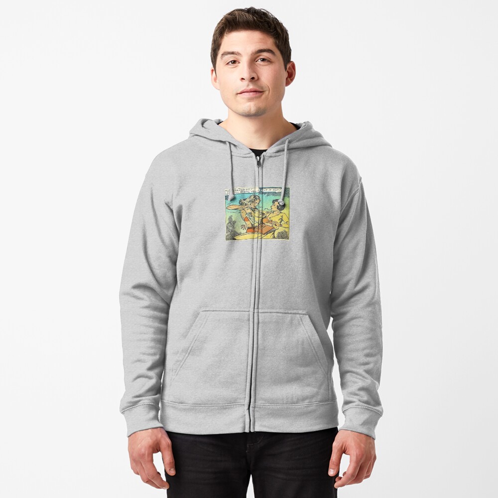 Vintage Comic Book Fighting Women Shame On You Old Comic Strip Pin-up Graphic Zipped Hoodie