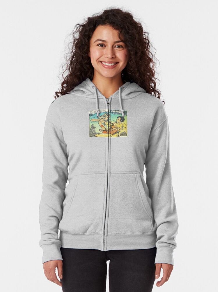 Alternate view of Vintage Comic Book Fighting Women Shame On You Old Comic Strip Pin-up Graphic Zipped Hoodie